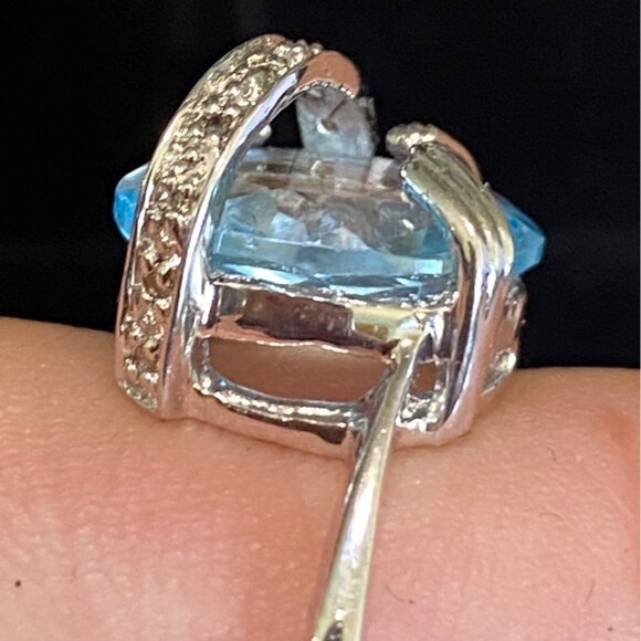 Ring Size 6.5 Blue Topaz Sterling Silver 925 Women Semi-Precious Stone - Picture 2 of 8
